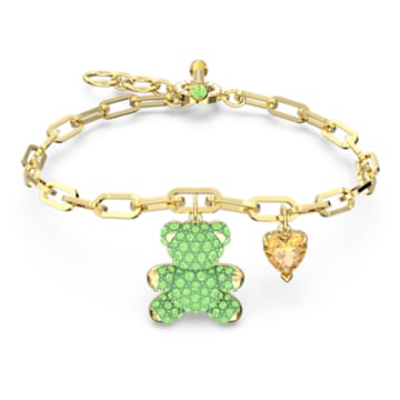 Teddy 手链, 熊, 绿色, 镀金色调 - Swarovski, 5642977