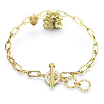 Teddy bracelet, Bear, Green, Gold-tone plated - Swarovski, 5642977