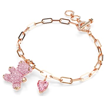 Teddy 手链, 熊, 粉红色, 镀玫瑰金色调 - Swarovski, 5642978