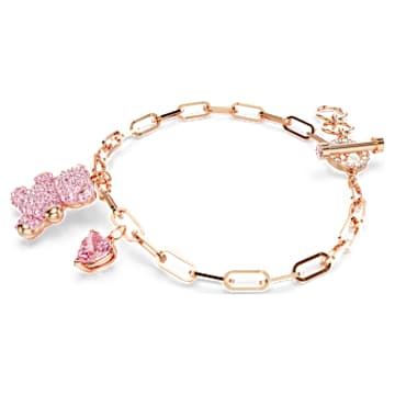 Teddy bracelet, Bear, Pink, Rose gold-tone plated - Swarovski, 5642978