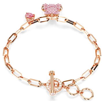 Teddy bracelet, Bear, Pink, Rose gold-tone plated - Swarovski, 5642978