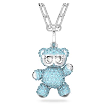 Teddy 链坠, 熊, 蓝色, 镀铑 - Swarovski, 5642979