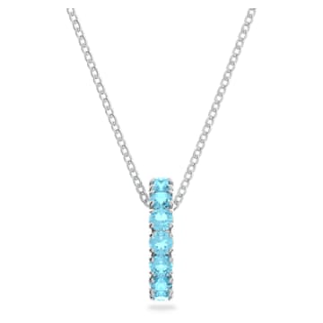 Exalta pendant, Round cut, Blue, Rhodium plated - Swarovski, 5643754