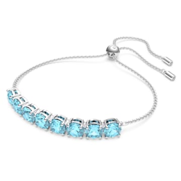 Exalta bracelet, Round cut, Blue, Rhodium plated - Swarovski, 5643755