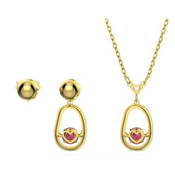 Cariti 套装, 红豆, 红色, 镀金色调 - Swarovski, 5643912