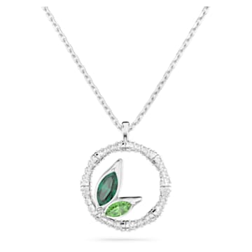 Dellium necklace, Round shape, Bamboo, Green, Rhodium plated - Swarovski, 5645370