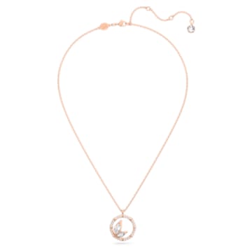 Dellium necklace, Round shape, Bamboo, White, Rose gold-tone plated - Swarovski, 5645371