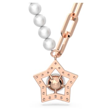 Stella necklace, Star, White, Rose gold-tone plated - Swarovski, 5645381