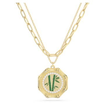 Dellium necklace, Bamboo, Green, Gold-tone plated - Swarovski, 5645388