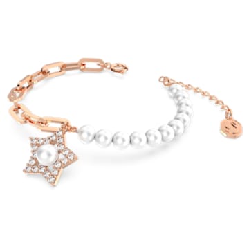 Stella bracelet, Pavé, Star, White, Rose gold-tone plated - Swarovski, 5645461