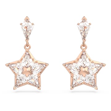 Stella drop earrings, Kite cut, Star, White, Rose gold-tone plated - Swarovski, 5645466