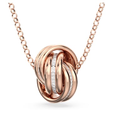 Further pendant, Intertwined circles, White, Rose gold-tone plated - Swarovski, 5646722