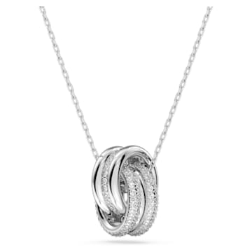 Further pendant, Intertwined circles, Small, White, Rhodium plated - Swarovski, 5646724