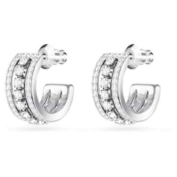 Further hoop earrings, White, Rhodium plated - Swarovski, 5646725