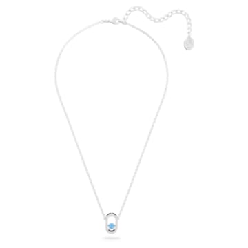 Swarovski Sparkling Dance necklace, Round cut, Oval shape, Blue, Rhodium plated - Swarovski, 5646731