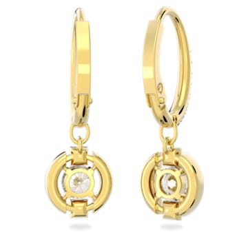 Swarovski Sparkling Dance 水滴形耳环, 圆形切割, 白色, 镀金色调 - Swarovski, 5646733