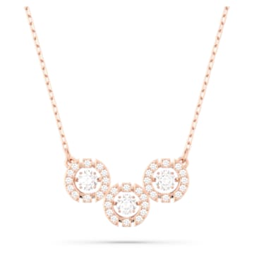 Swarovski Sparkling Dance Trilogy necklace, Round cut, White, Rose gold-tone plated - Swarovski, 5646734