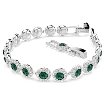 Angelic 手链, 圆形切割, 密镶, 长, 绿色, 镀铑 - Swarovski, 5646735