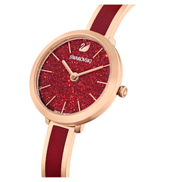 Crystalline Delight 腕表, 瑞士制造, 金属手链, 红色, 玫瑰金色调润饰 - Swarovski, 5647455