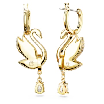 Swarovski Iconic Swan 水滴形耳环, 天鹅, 黄色, 镀金色调 - Swarovski, 5647543
