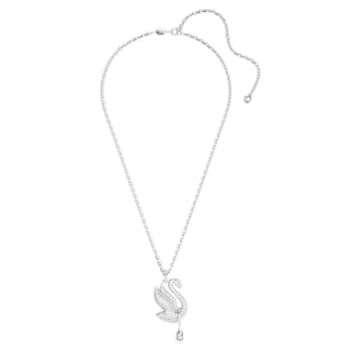 Swarovski Iconic Swan necklace, Swan, Long, White, Rhodium plated - Swarovski, 5647546
