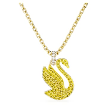 Swarovski Iconic Swan pendant, Swan, Medium, Yellow, Gold-tone plated - Swarovski, 5647553