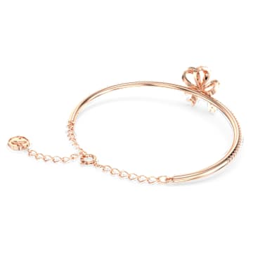 Volta bangle, Bow, White, Rose gold-tone plated - Swarovski, 5647565