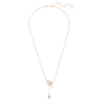 Volta Y pendant, Bow, Pink, Rose gold-tone plated - Swarovski, 5647569