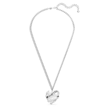 Volta pendant, Heart, Large, White, Rhodium plated - Swarovski, 5647578