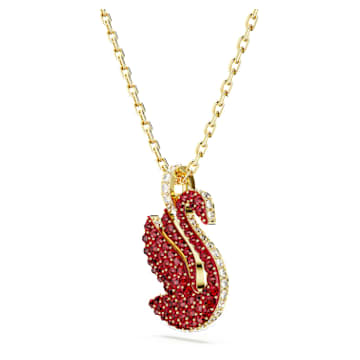 Swarovski Iconic Swan pendant, Swan, Medium, Red, Gold-tone plated - Swarovski, 5647871