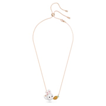 Zodiac Rabbit necklace, Rabbit and carrot, Multicolored, Rose gold-tone plated - Swarovski, 5647971
