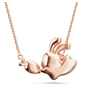 Zodiac Rabbit 项链, 兔子和胡萝卜, 流光溢彩, 镀玫瑰金色调 - Swarovski, 5647971