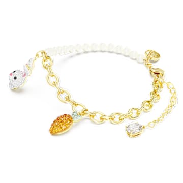 Zodiac Rabbit bracelet, Rabbit and carrot, Multicolored, Gold-tone plated - Swarovski, 5647974