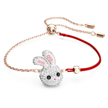 Zodiac Rabbit 手链, 兔子, 流光溢彩, 镀玫瑰金色调 - Swarovski, 5647976
