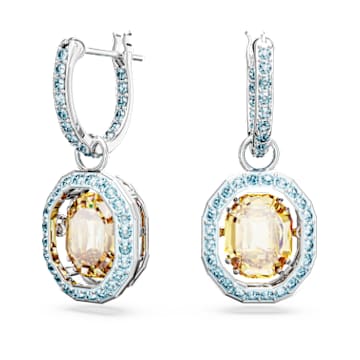 Chroma drop earrings, Octagon cut, Multicolored, Rhodium plated - Swarovski, 5648453