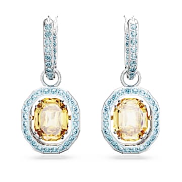 Chroma drop earrings, Octagon cut, Multicolored, Rhodium plated - Swarovski, 5648453