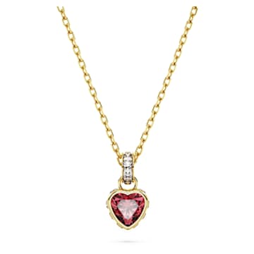 Stilla pendant, Heart, Red, Gold-tone plated - Swarovski, 5648750