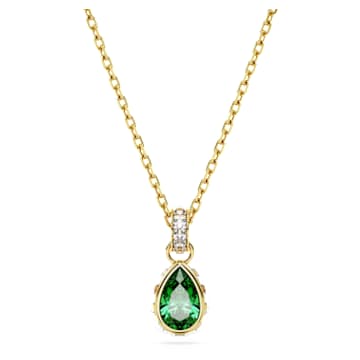 Stilla 链坠, 梨形切割, 绿色, 镀金色调 - Swarovski, 5648751