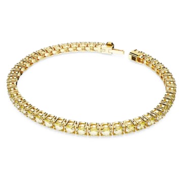 Matrix Tennis bracelet, Round cut, Small, Yellow, Gold-tone plated - Swarovski, 5648933