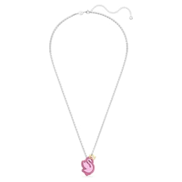 Pop Swan 链坠, 天鹅, 大码, 粉红色, 镀铑 - Swarovski, 5649195