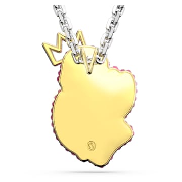 Pop Swan pendant, Swan, Long, Pink, Rhodium plated - Swarovski, 5649195