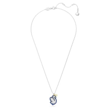 Pop Swan 链坠, 天鹅, 蓝色, 镀铑 - Swarovski, 5649199