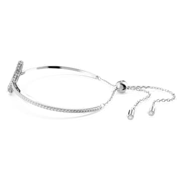 Swarovski Iconic Swan bangle, Swan, White, Rhodium plated - Swarovski, 5649772