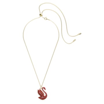 Swarovski Iconic Swan 链坠, 天鹅, 大码, 红色, 镀金色调 - Swarovski, 5649773