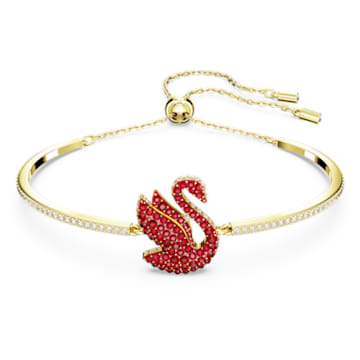 Swarovski Iconic Swan bangle, Swan, Medium, Red, Gold-tone plated - Swarovski, 5649774