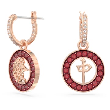 Alea drop earrings, Red, Rose gold-tone plated - Swarovski, 5649790