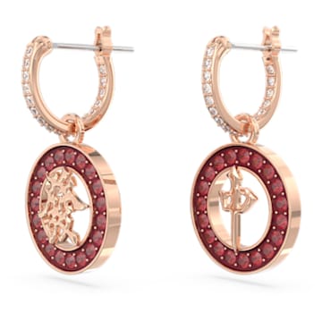 Alea drop earrings, Red, Rose gold-tone plated - Swarovski, 5649790