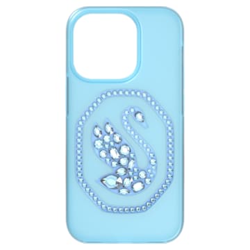 Smartphone case, Swan, iPhone® 14 Pro, Blue - Swarovski, 5649832
