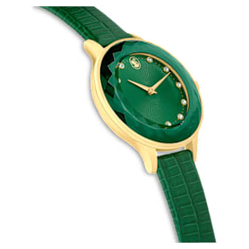 Octea Nova 腕表, 瑞士制造, 真皮表带, 绿色, 金色调润饰 - Swarovski, 5650005