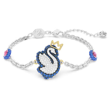 Pop Swan bracelet, Swan, Blue, Rhodium plated - Swarovski, 5650187